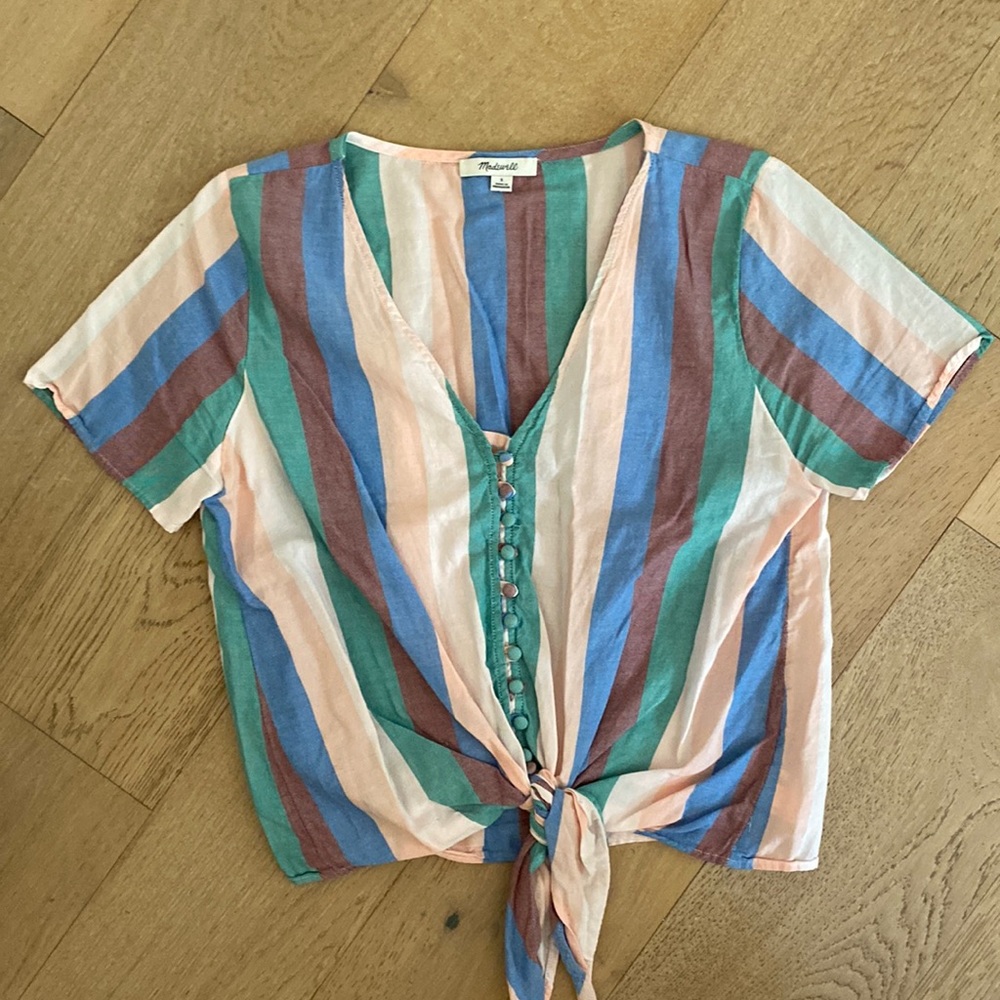 Madewell Colour-block tie top in size Small